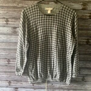 Banana Republic Women's Sweater Size XL Gray Houndstooth Long-Sleeved NWT